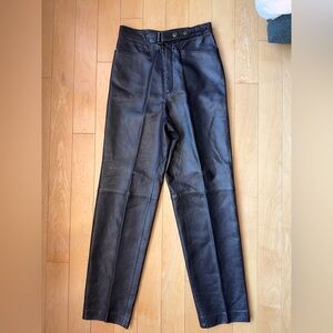 Vintage Dana Buchman 100% chocolate brown leather pants